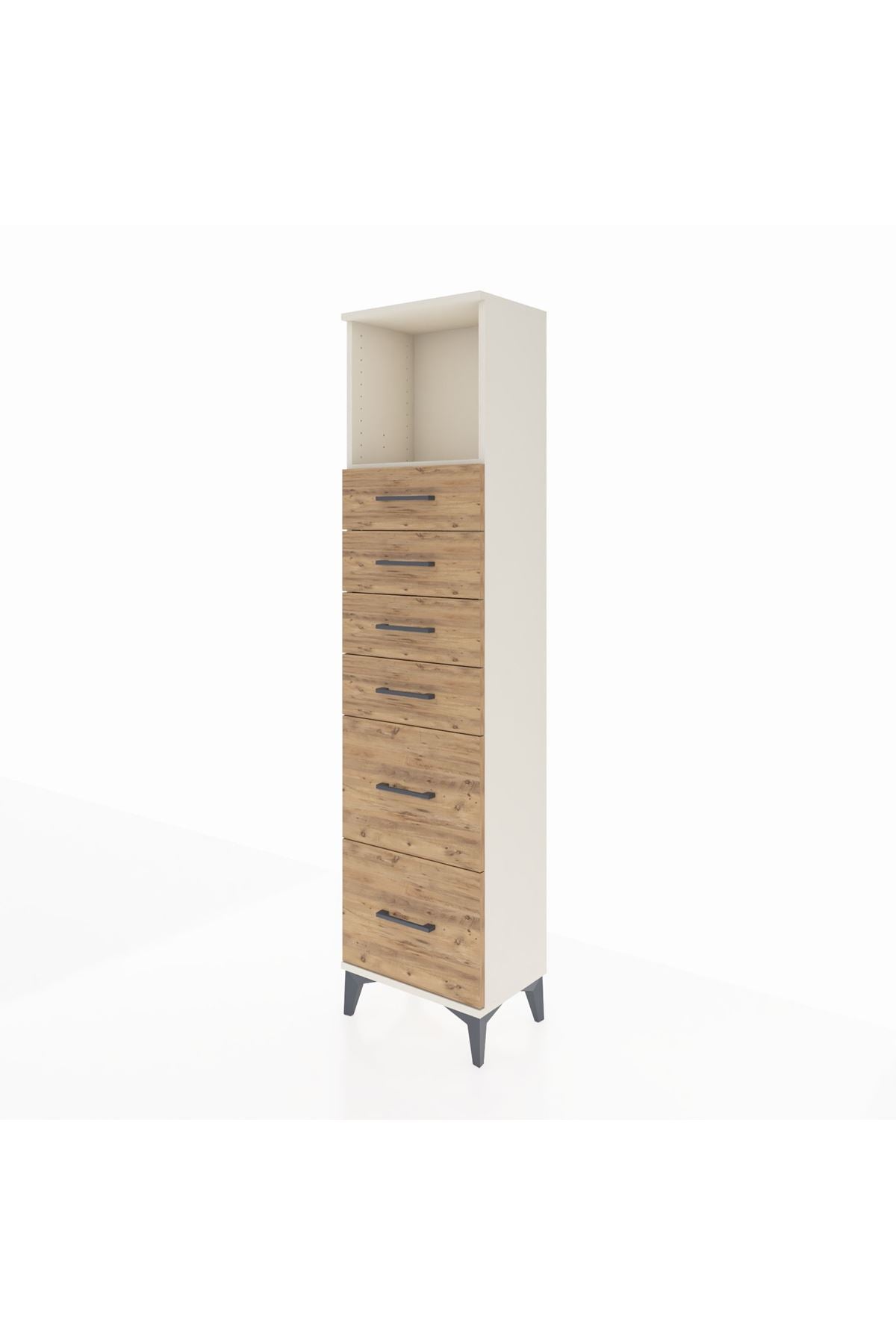 Arges Dolap Tek Raflı 6 Çekmeceli 44x30x182 Aytaşı-Çam