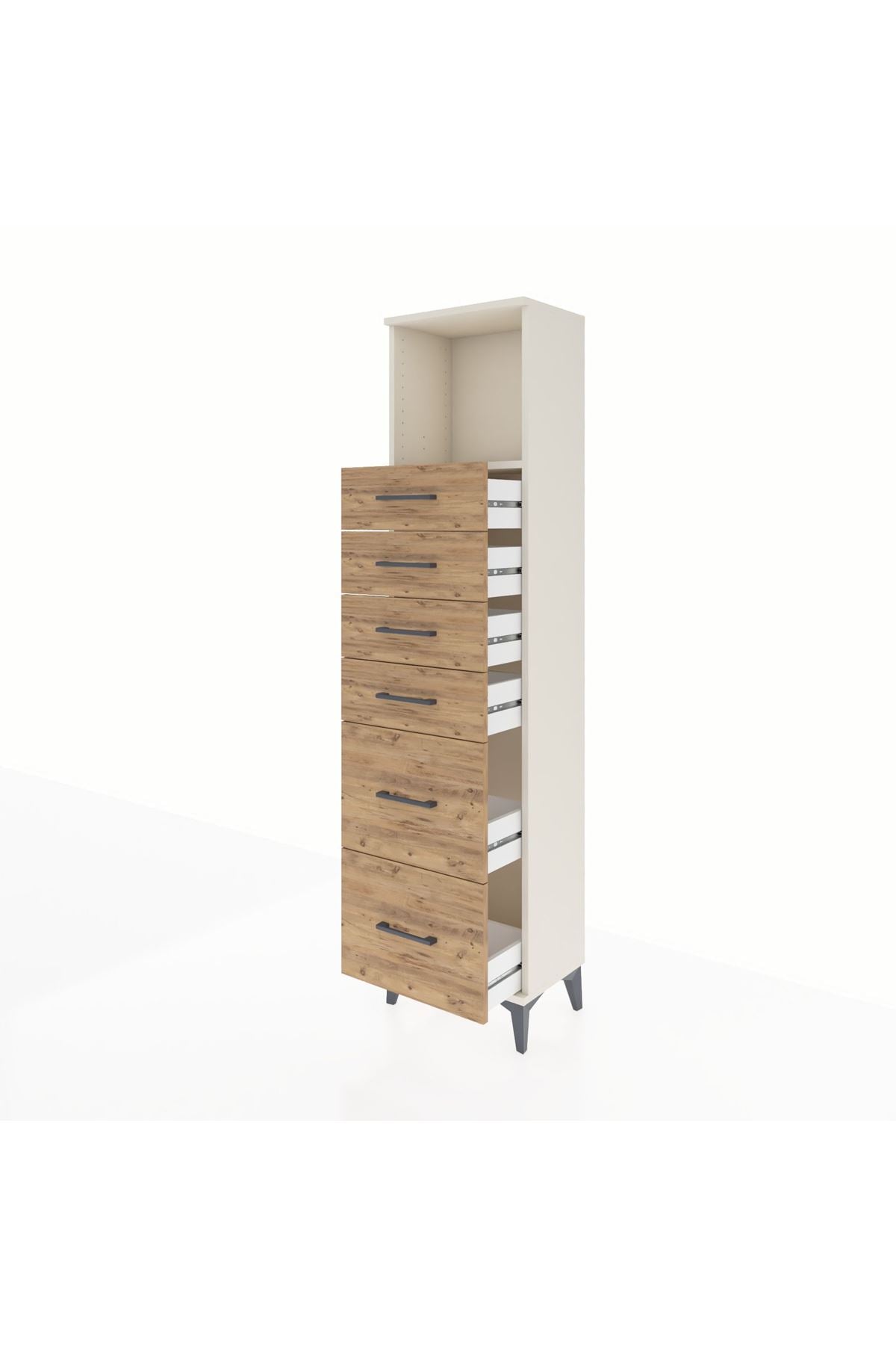 Arges Dolap Tek Raflı 6 Çekmeceli 44x30x182 Aytaşı-Çam