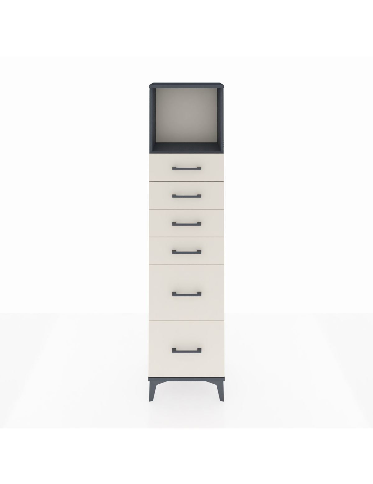 Arges Dolap Tek Raflı 6 Çekmeceli 44x30x182 Antrasit-Aytaşı