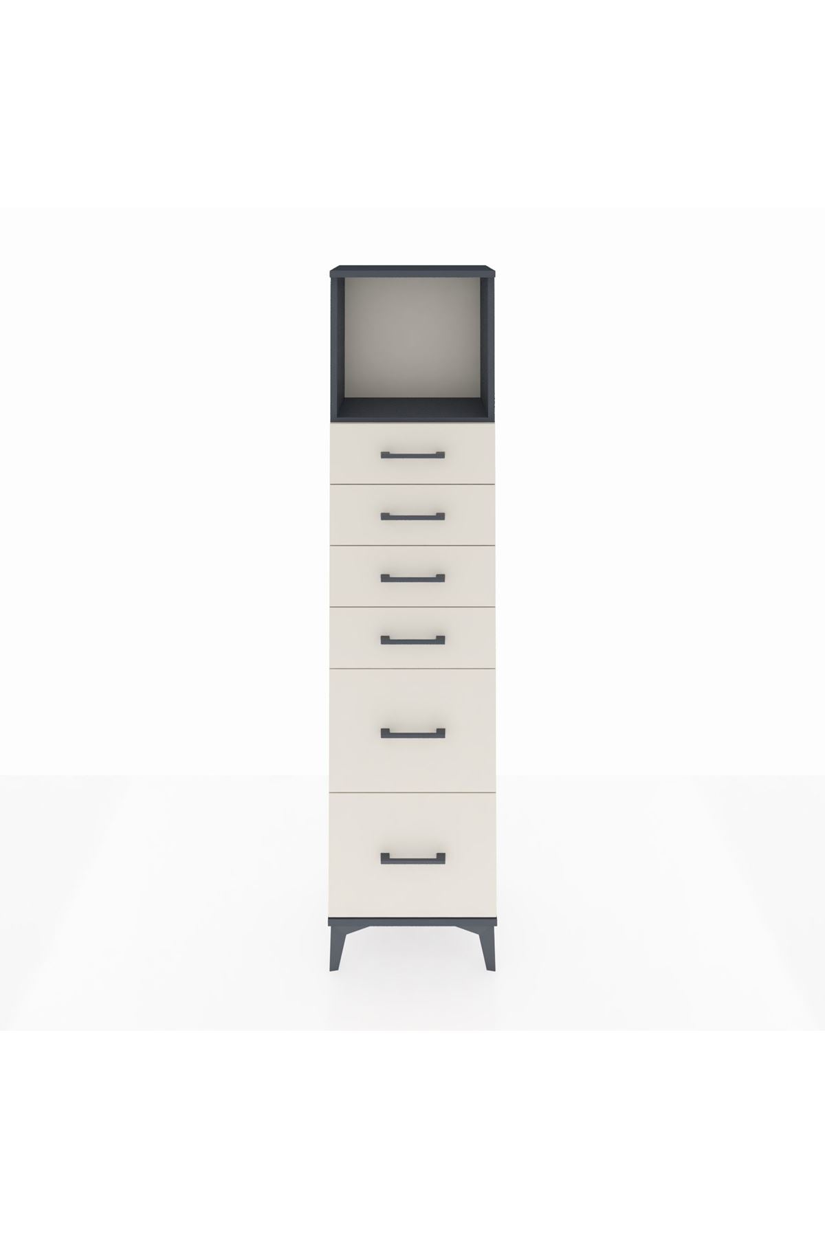 Arges Dolap Tek Raflı 6 Çekmeceli 44x30x182 Antrasit-Aytaşı
