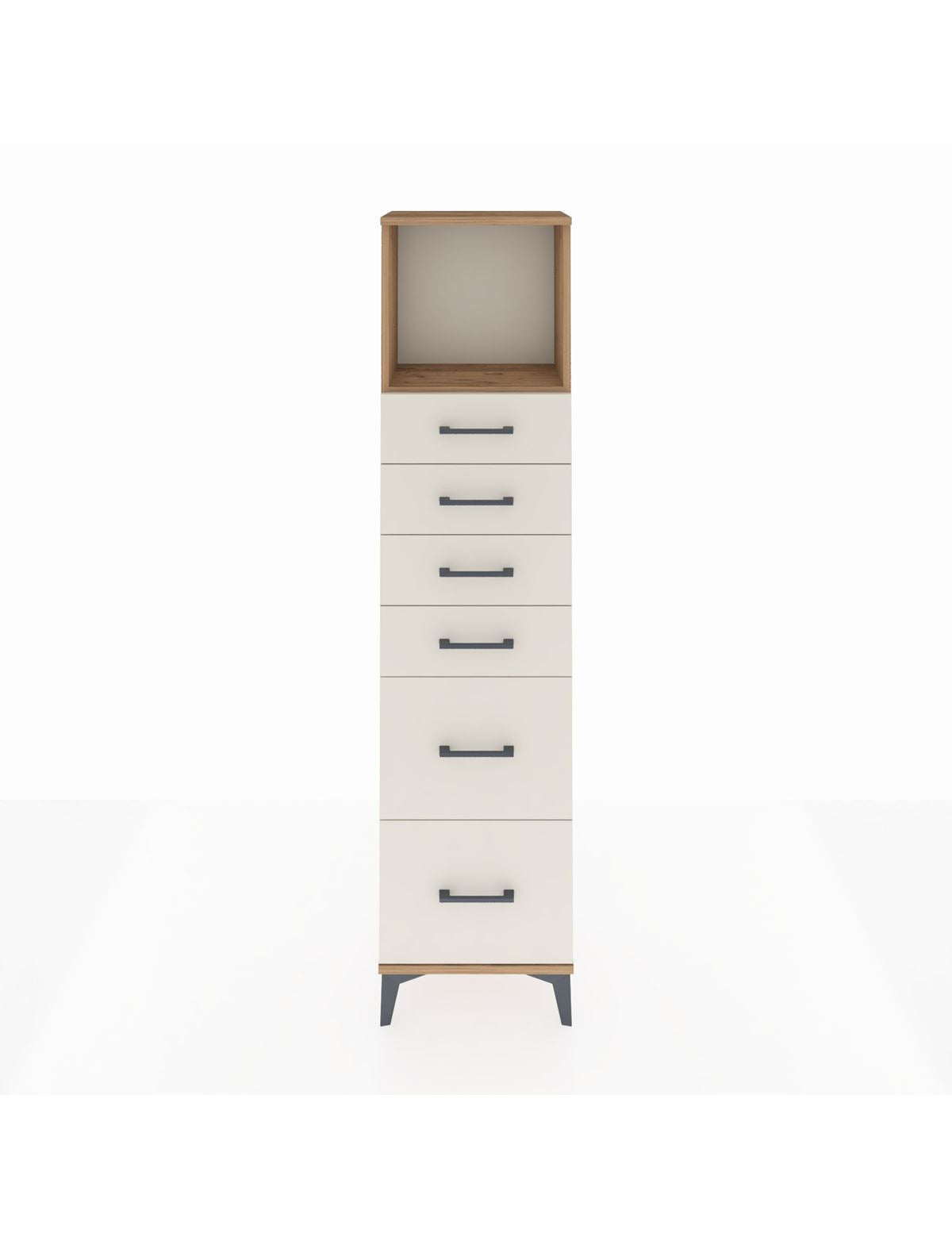 Arges Dolap Tek Raflı 6 Çekmeceli 44x30x182 Çam-Aytaşı