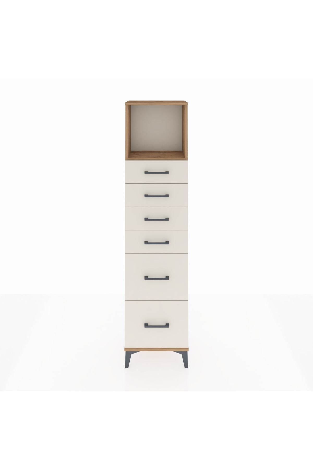 Arges Dolap Tek Raflı 6 Çekmeceli 44x30x182 Çam-Aytaşı