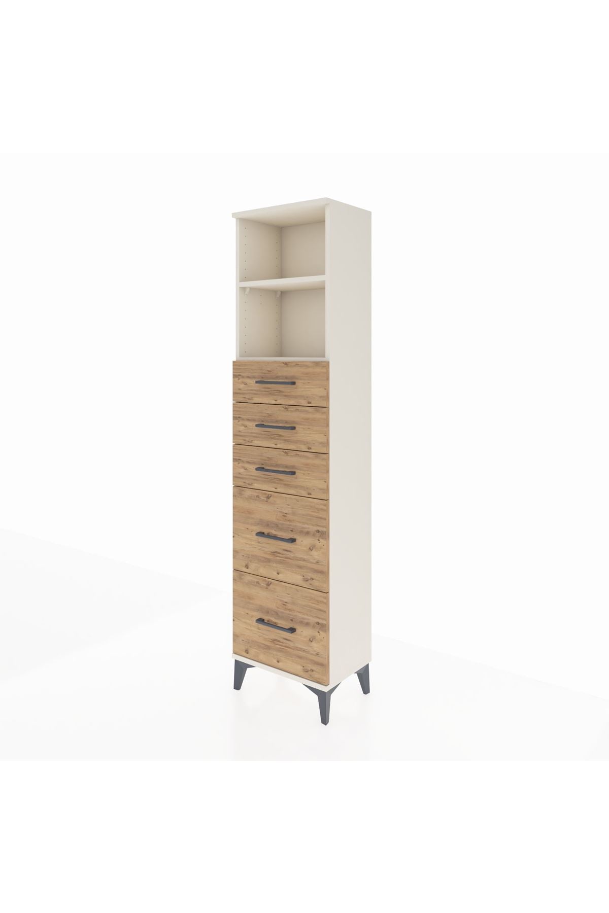 Arges Dolap 2 Raflı 5 Çekmeceli 44x30x182 Aytaşı-Çam