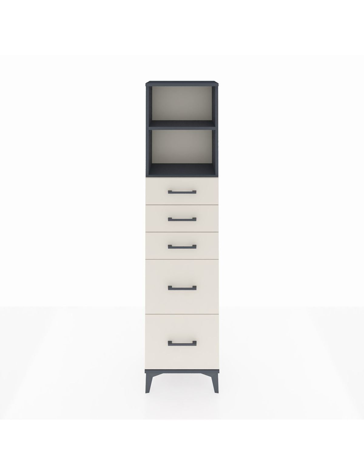 Arges Dolap 2 Raflı 5 Çekmeceli 44x30x182 Antrasit-Aytaşı