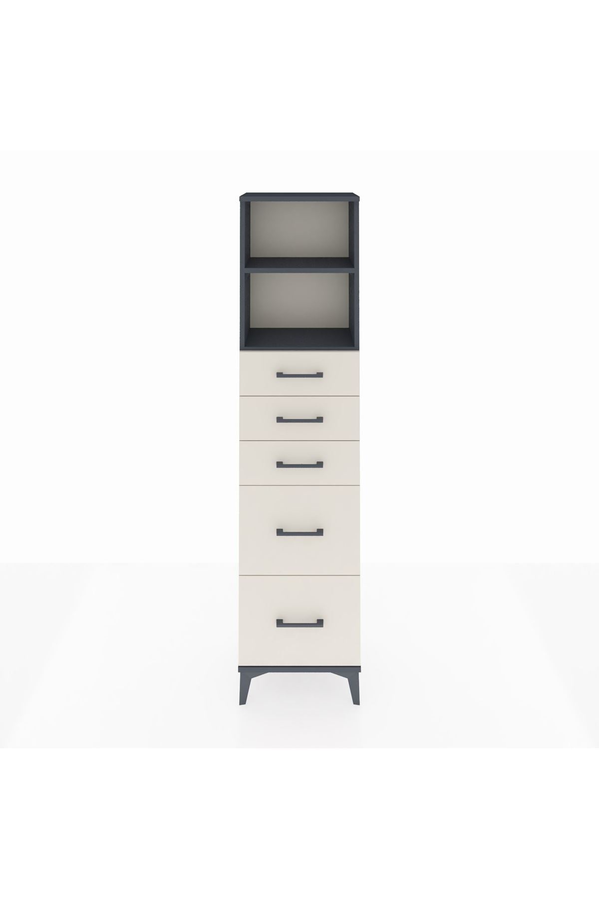 Arges Dolap 2 Raflı 5 Çekmeceli 44x30x182 Antrasit-Aytaşı