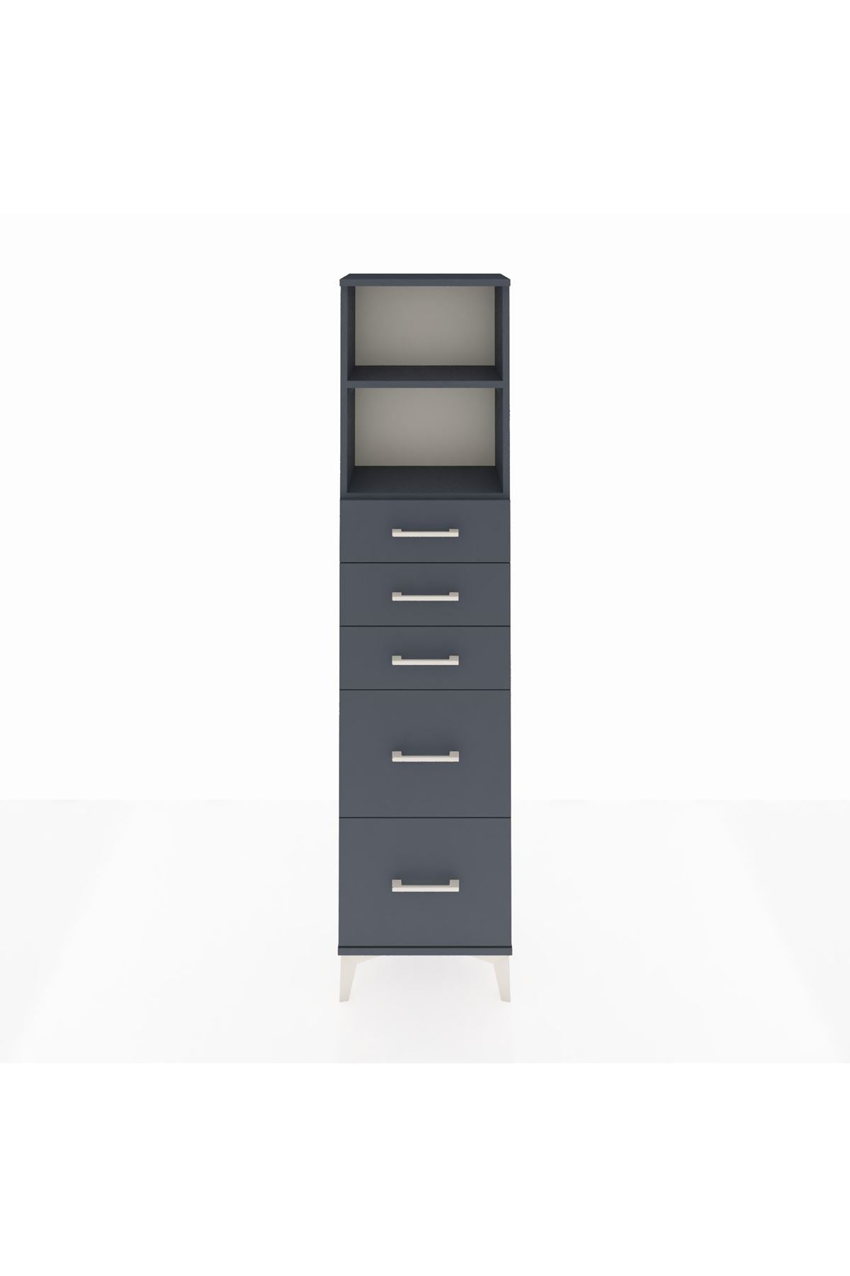 Arges Dolap 2 Raflı 5 Çekmeceli 44x30x182 Antrasit-Antrasit