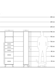 Arges Dolap 2 Raflı 5 Çekmeceli 44x30x182 Antrasit-Antrasit