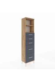 Arges Dolap 2 Raflı 5 Çekmeceli 44x30x182 Çam-Antrasit