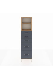 Arges Dolap 2 Raflı 5 Çekmeceli 44x30x182 Çam-Antrasit