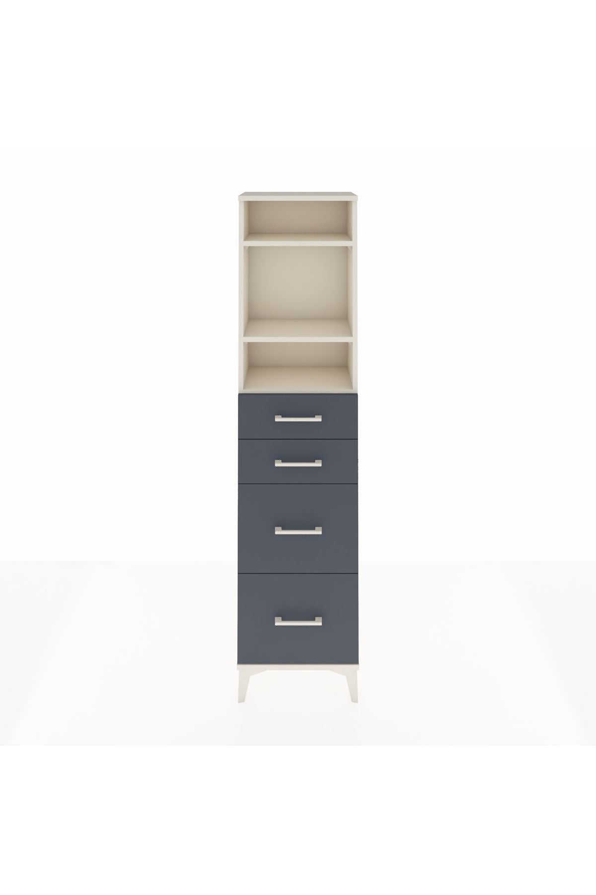 Arges Dolap 3 Raflı 4 Çekmeceli 44x30x182 Aytaşı-Antrasit