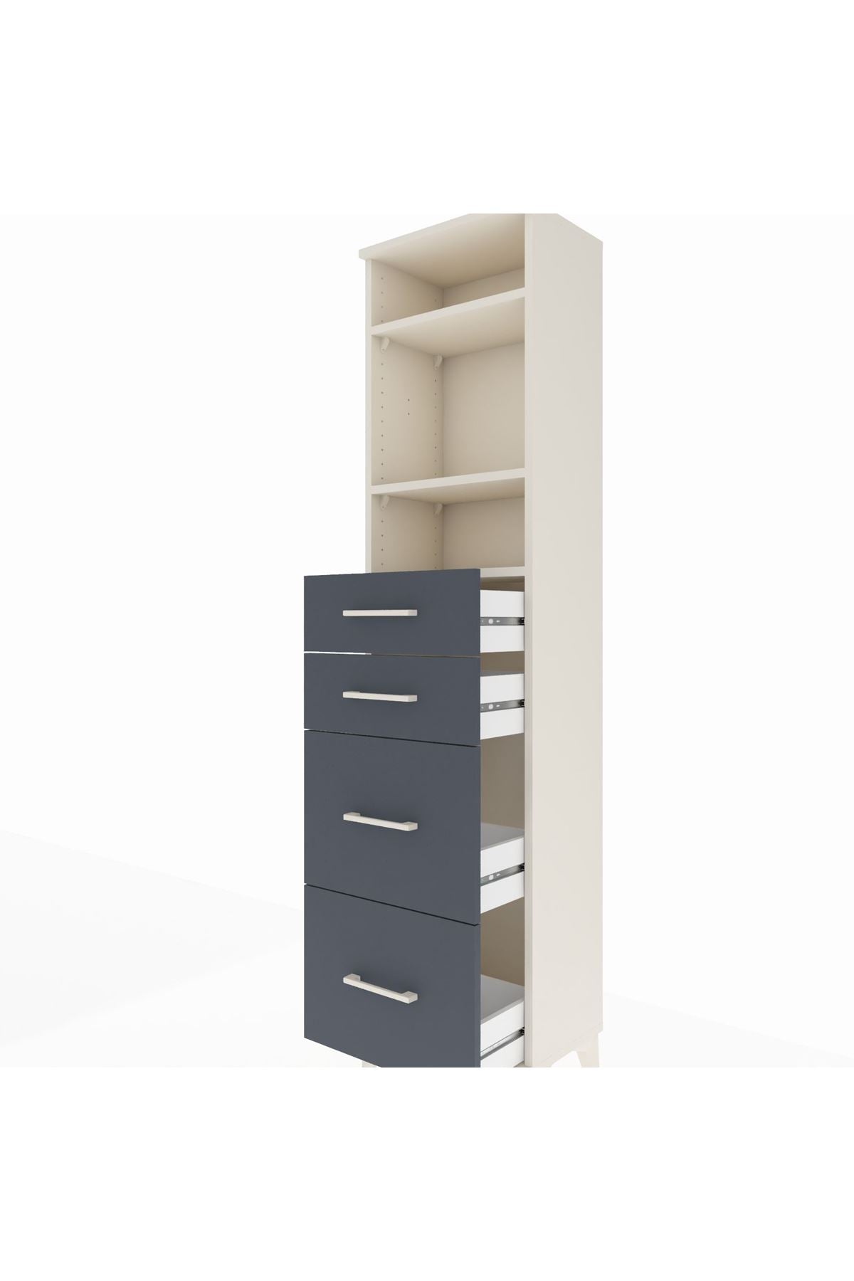 Arges Dolap 3 Raflı 4 Çekmeceli 44x30x182 Aytaşı-Antrasit