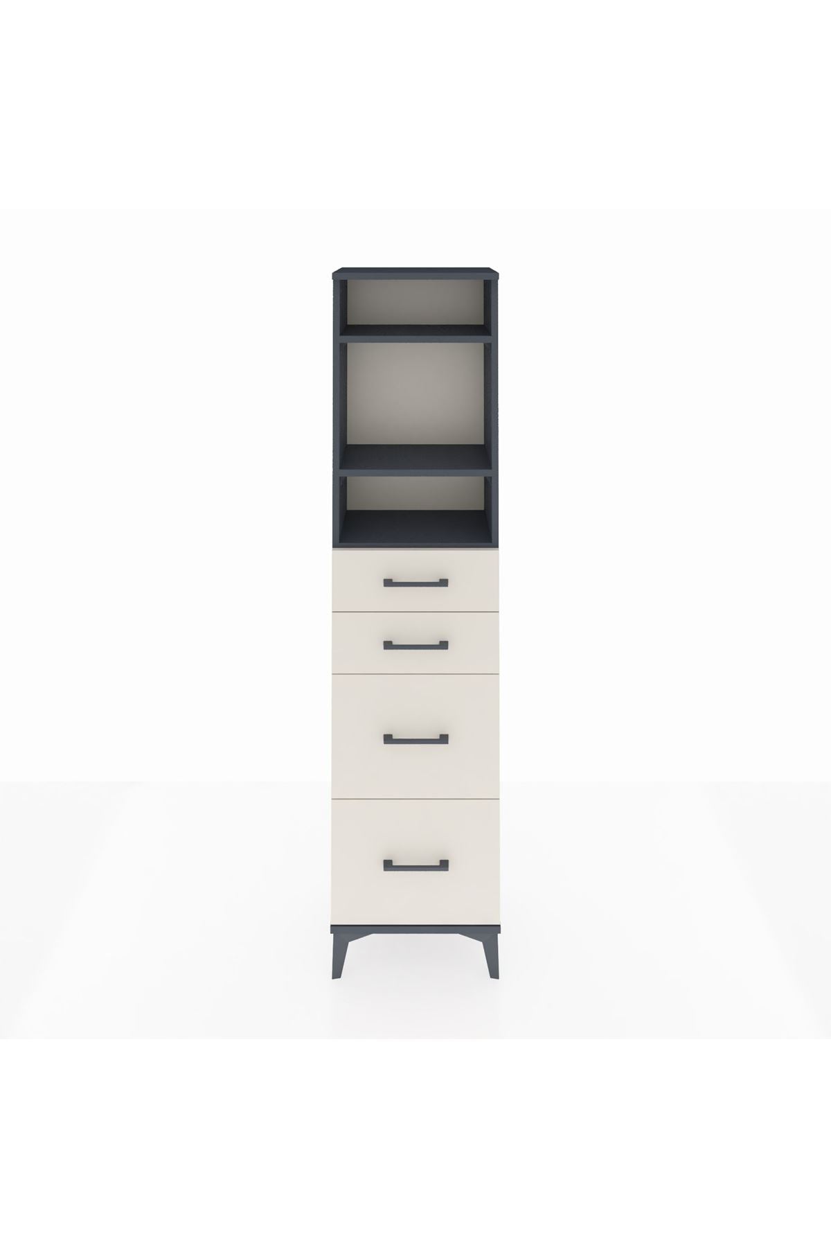 Arges Dolap 3 Raflı 4 Çekmeceli 44x30x182 Antrasit-Aytaşı