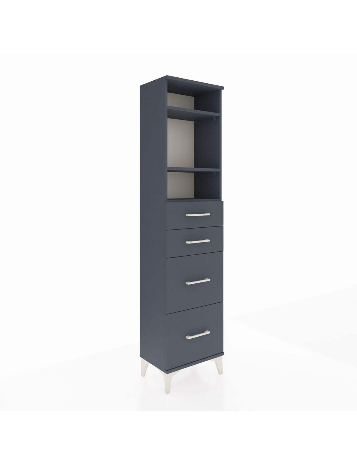 Arges Dolap 3 Raflı 4 Çekmeceli 44x30x182 Antrasit-Antrasit