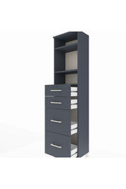 Arges Dolap 3 Raflı 4 Çekmeceli 44x30x182 Antrasit-Antrasit