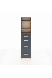 Arges Dolap 3 Raflı 4 Çekmeceli 44x30x182 Çam-Antrasit