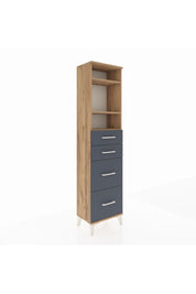 Arges Dolap 3 Raflı 4 Çekmeceli 44x30x182 Çam-Antrasit