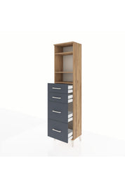 Arges Dolap 3 Raflı 4 Çekmeceli 44x30x182 Çam-Antrasit