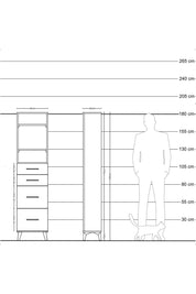 Arges Dolap 3 Raflı 4 Çekmeceli 44x30x182 Çam-Antrasit