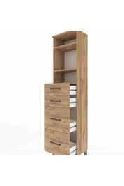 Arges Dolap 3 Raflı 4 Çekmeceli 44x30x182 Çam-Çam