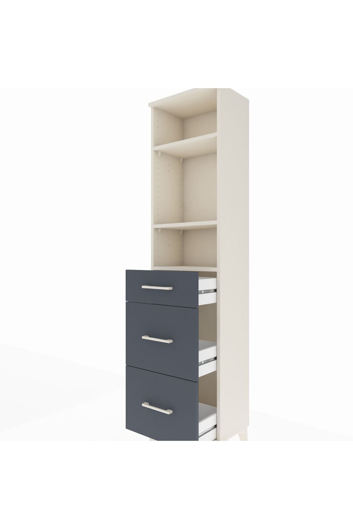 Arges Dolap 3 Raflı 3 Çekmeceli 44x30x182 Aytaşı-Antrasit