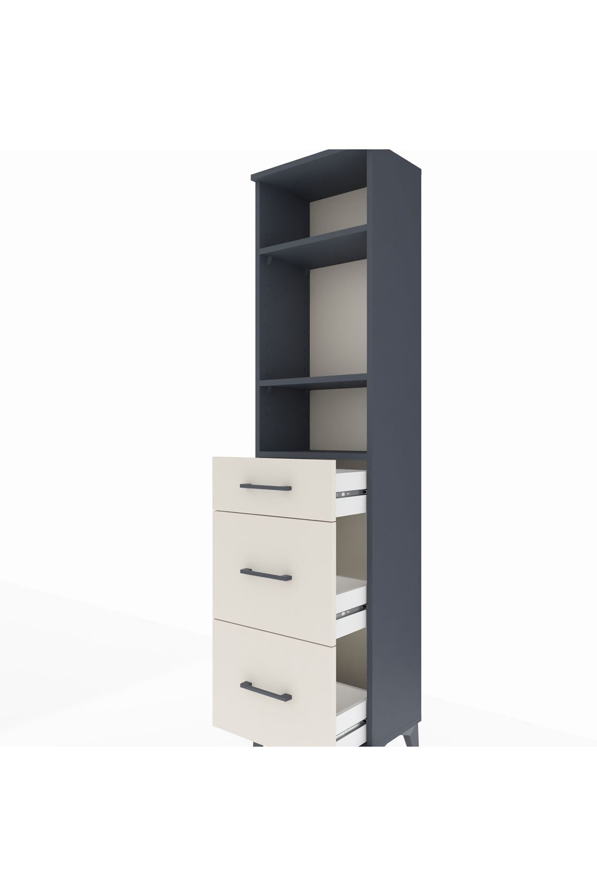 Arges Dolap 3 Raflı 3 Çekmeceli 44x30x182 Antrasit-Aytaşı