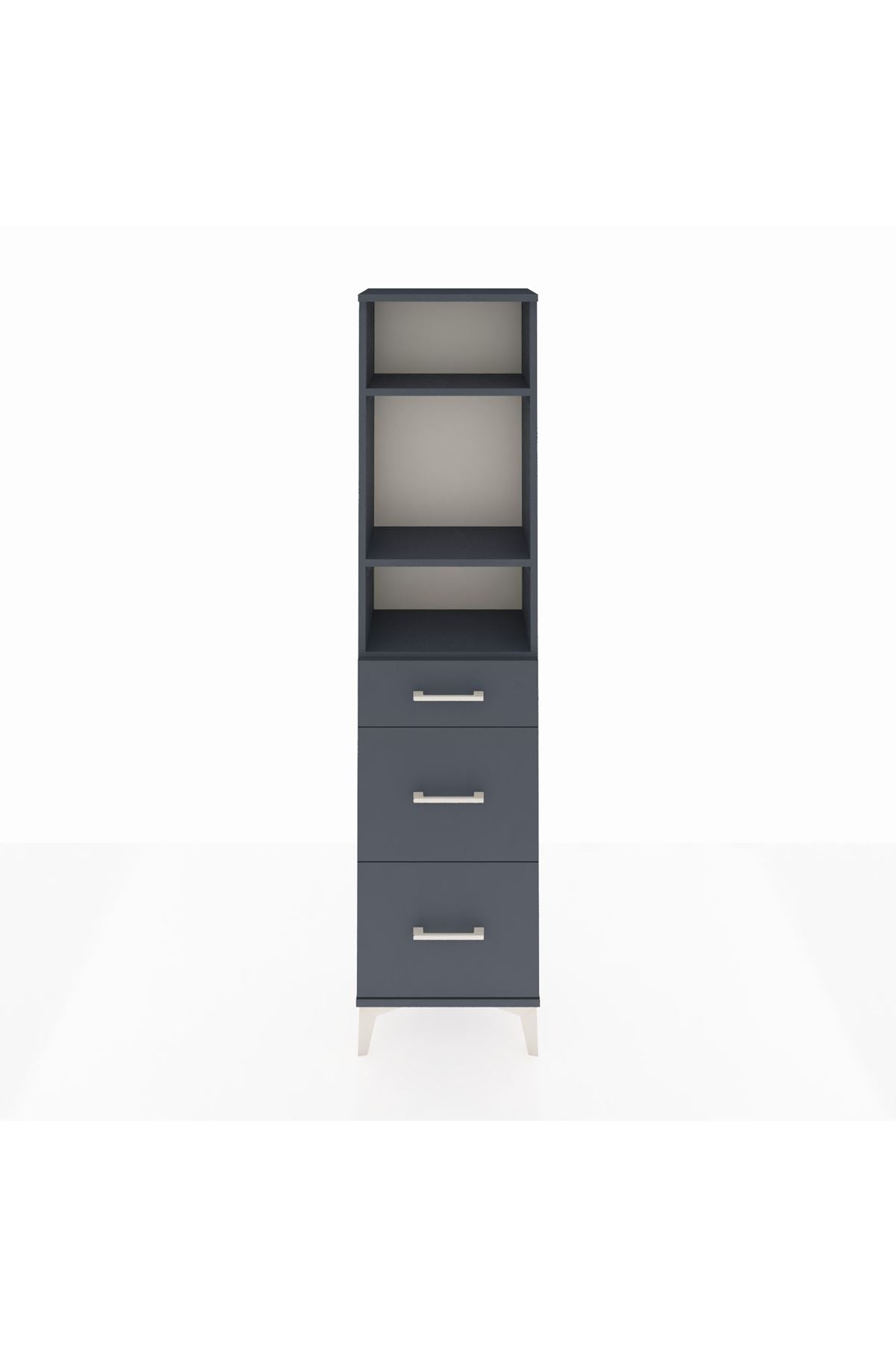 Arges Dolap 3 Raflı 3 Çekmeceli 44x30x182 Antrasit-Antrasit