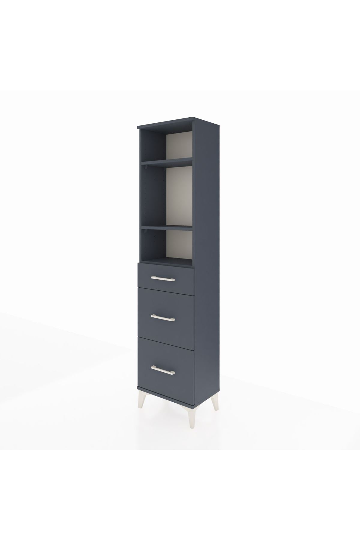 Arges Dolap 3 Raflı 3 Çekmeceli 44x30x182 Antrasit-Antrasit