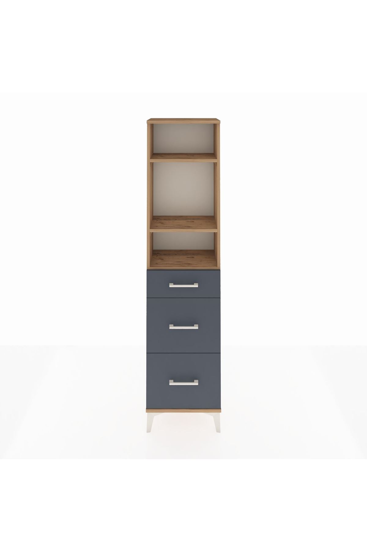 Arges Dolap 3 Raflı 3 Çekmeceli 44x30x182 Çam-Antrasit