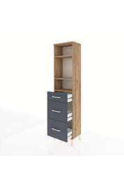 Arges Dolap 3 Raflı 3 Çekmeceli 44x30x182 Çam-Antrasit