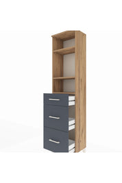 Arges Dolap 3 Raflı 3 Çekmeceli 44x30x182 Çam-Antrasit