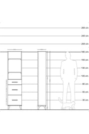 Arges Dolap 3 Raflı 3 Çekmeceli 44x30x182 Çam-Antrasit