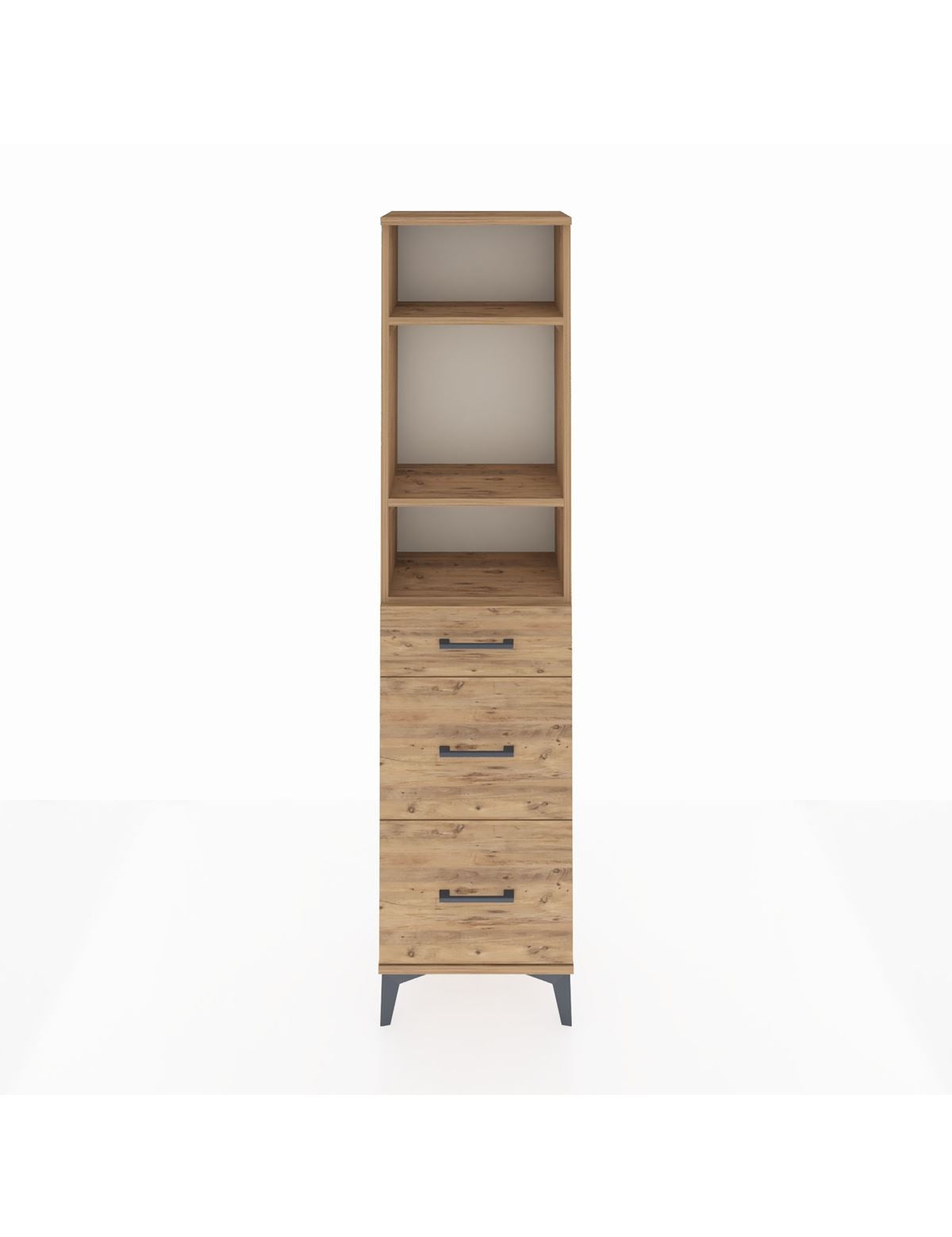 Arges Dolap 3 Raflı 3 Çekmeceli 44x30x182 Çam-Çam