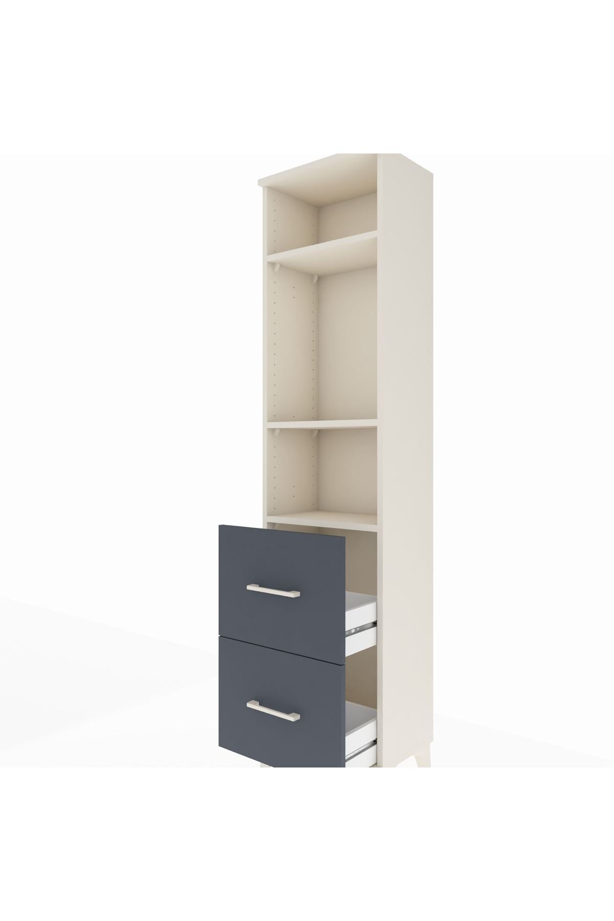 Arges Dolap 3 Raflı 2 Çekmeceli 44x30x182 Aytaşı-Antrasit