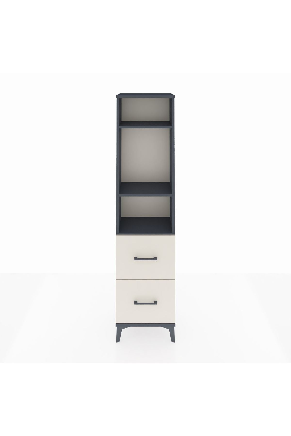 Arges Dolap 3 Raflı 2 Çekmeceli 44x30x182 Antrasit-Aytaşı