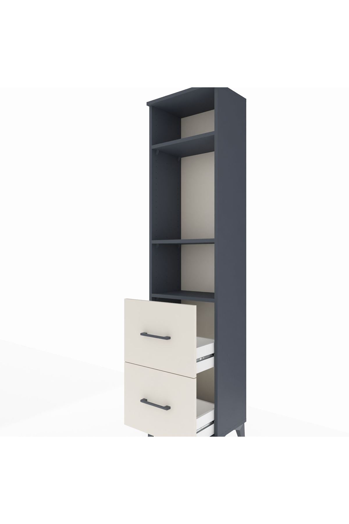 Arges Dolap 3 Raflı 2 Çekmeceli 44x30x182 Antrasit-Aytaşı