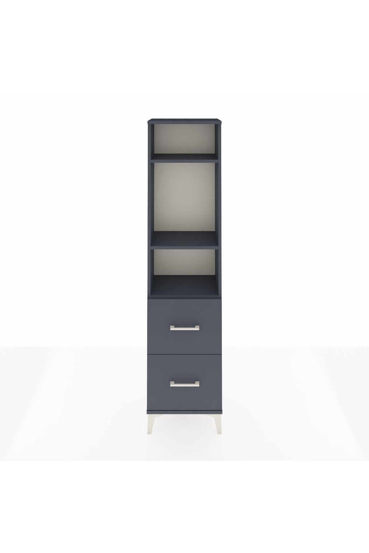 Arges Dolap 3 Raflı 2 Çekmeceli 44x30x182 Antrasit-Antrasit