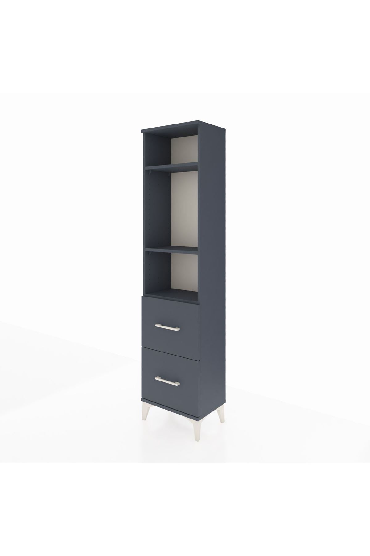 Arges Dolap 3 Raflı 2 Çekmeceli 44x30x182 Antrasit-Antrasit