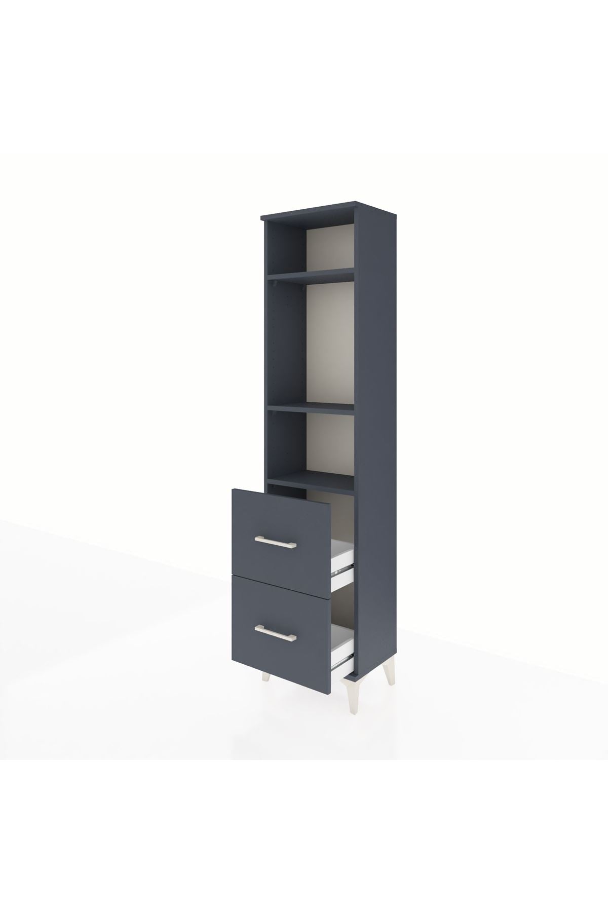 Arges Dolap 3 Raflı 2 Çekmeceli 44x30x182 Antrasit-Antrasit