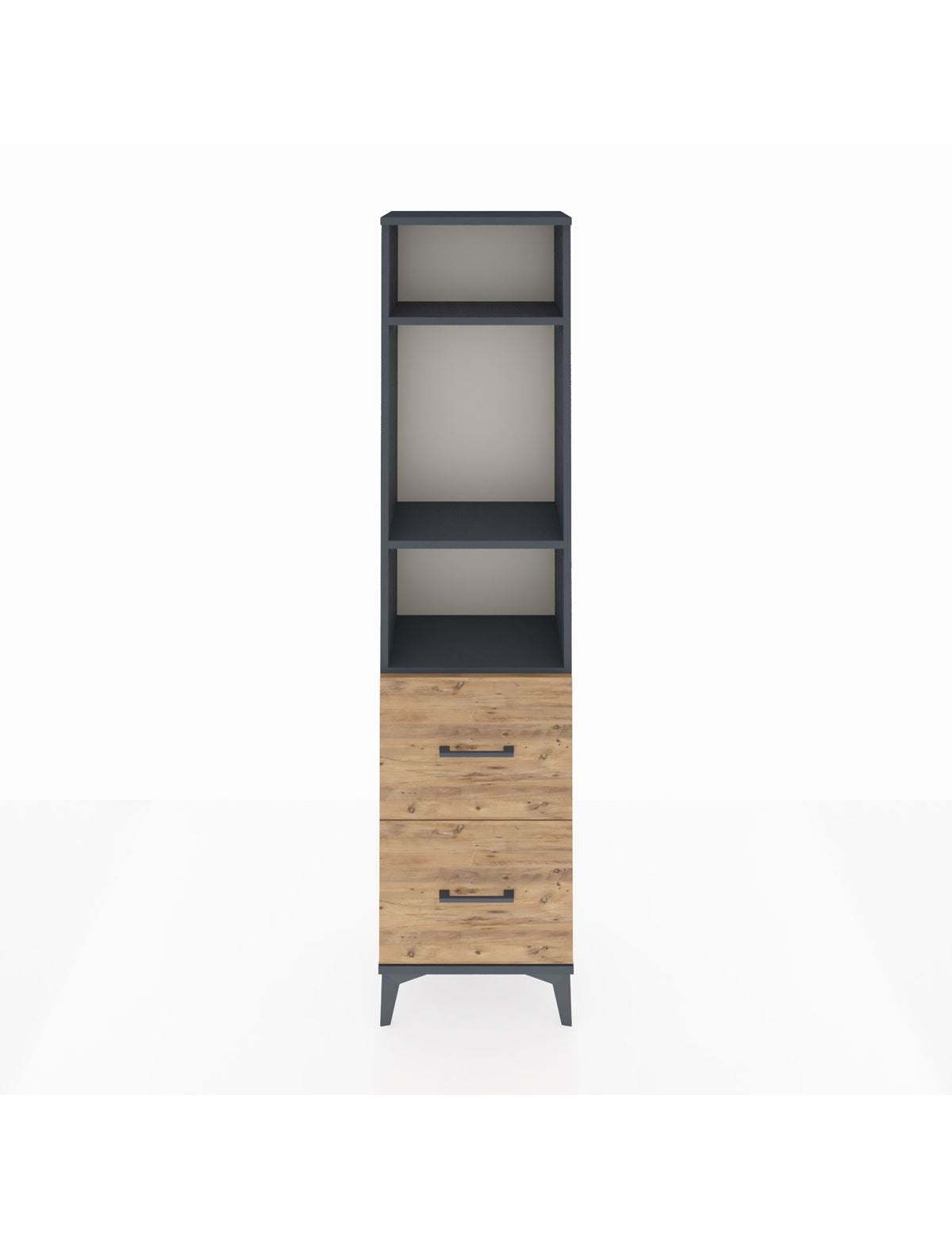 Arges Dolap 3 Raflı 2 Çekmeceli 44x30x182 Antrasit-Çam