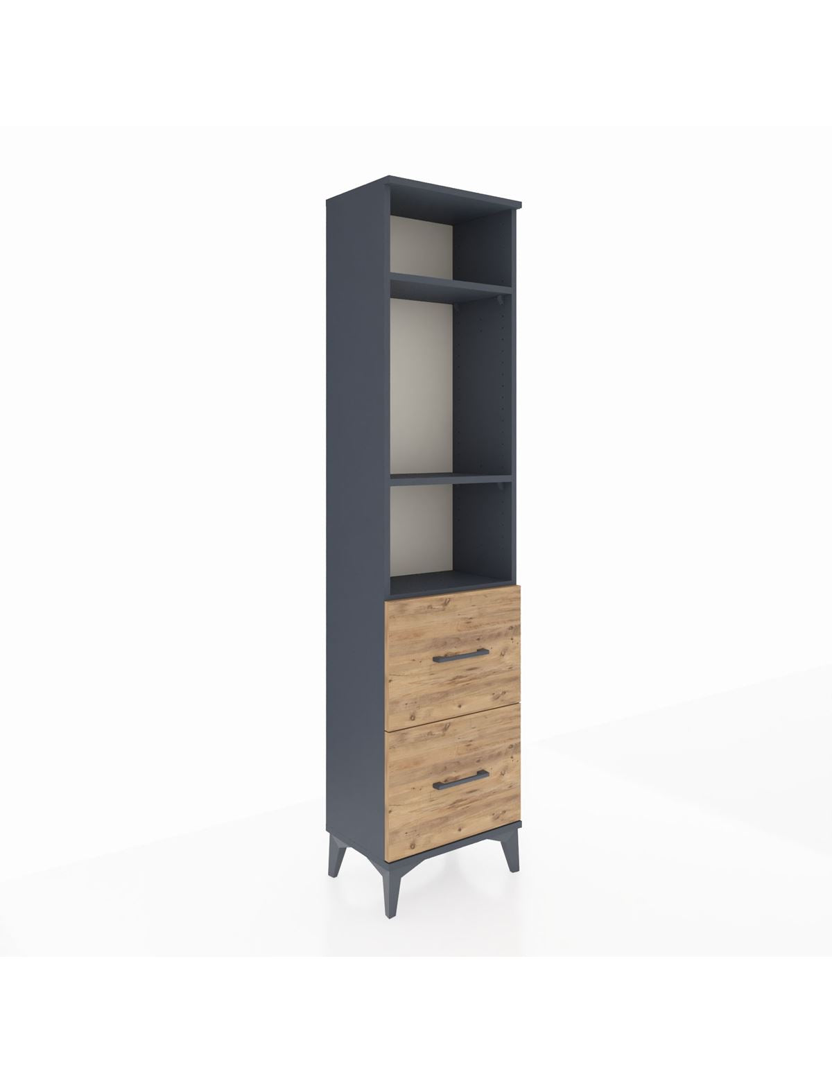 Arges Dolap 3 Raflı 2 Çekmeceli 44x30x182 Antrasit-Çam