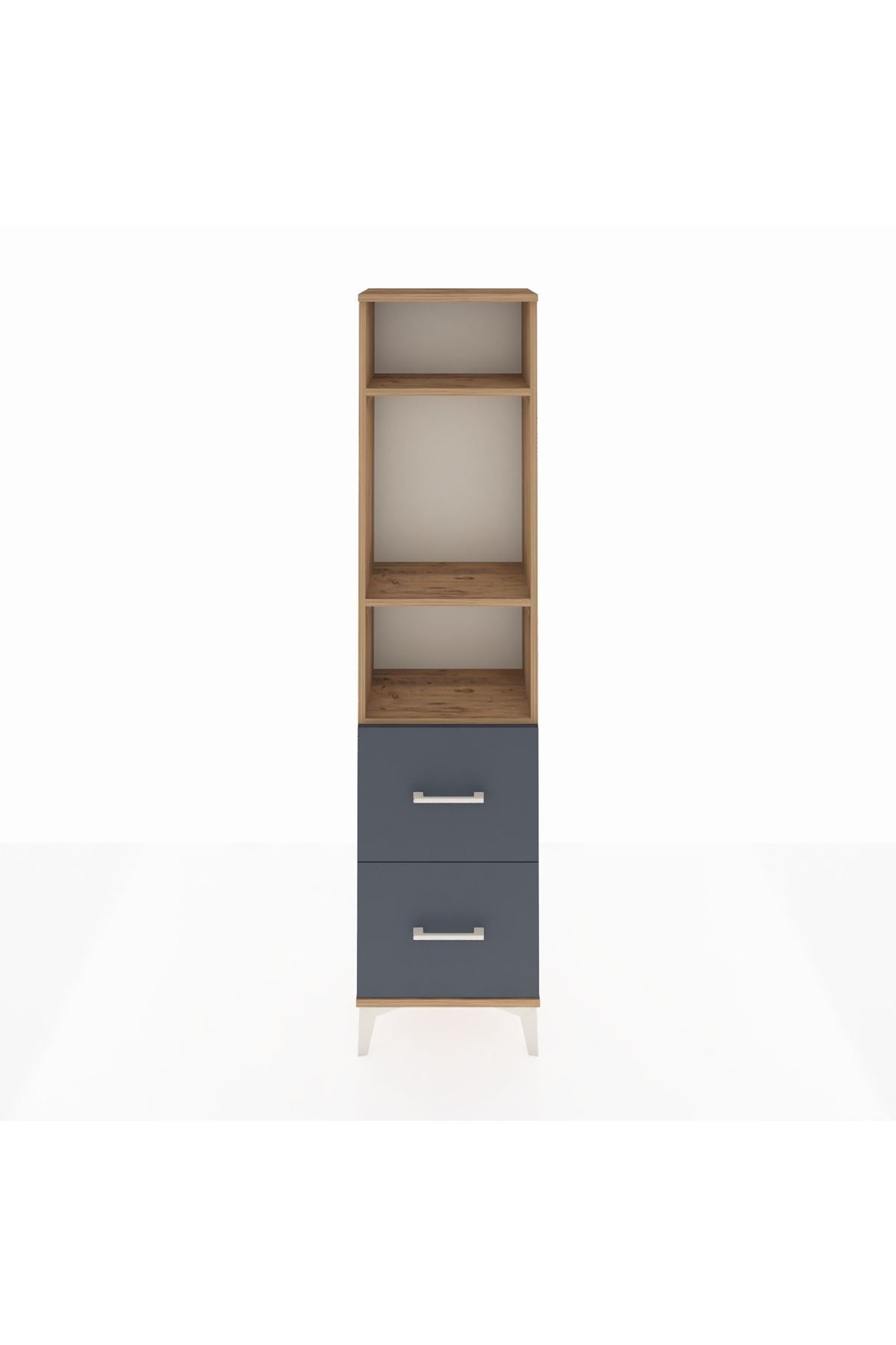 Arges Dolap 3 Raflı 2 Çekmeceli 44x30x182 Çam-Antrasit