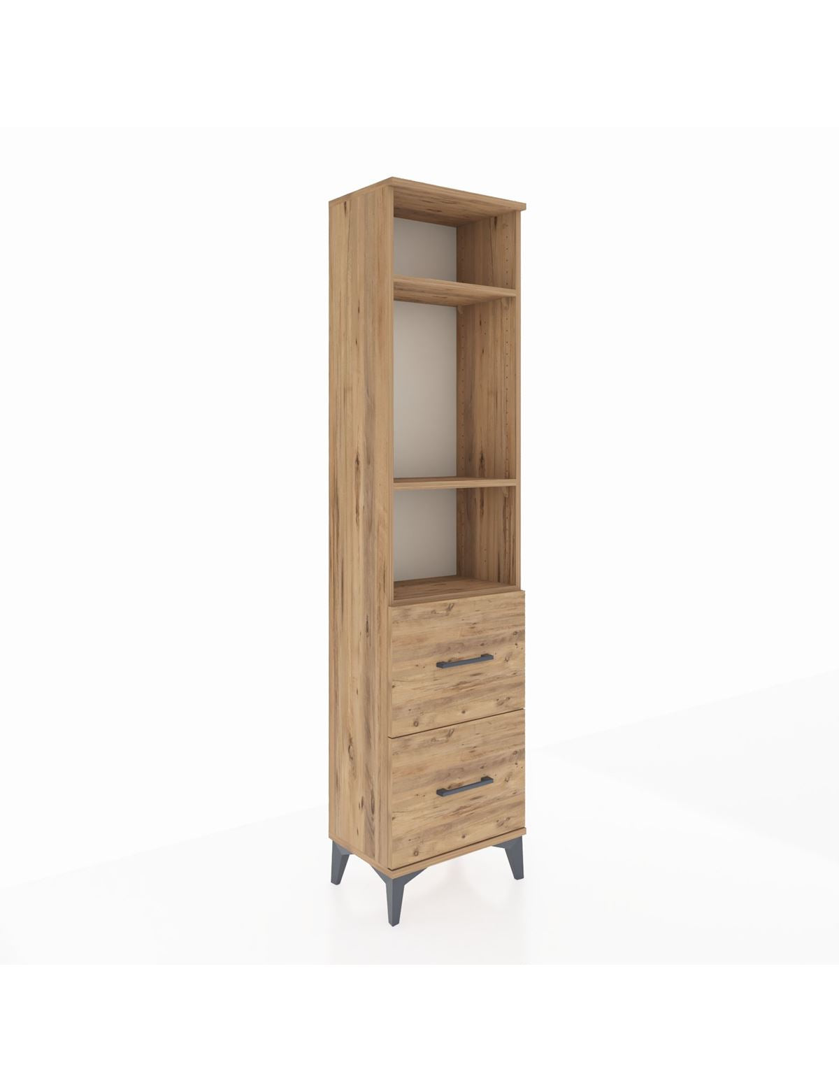 Arges Dolap 3 Raflı 2 Çekmeceli 44x30x182 Çam-Çam