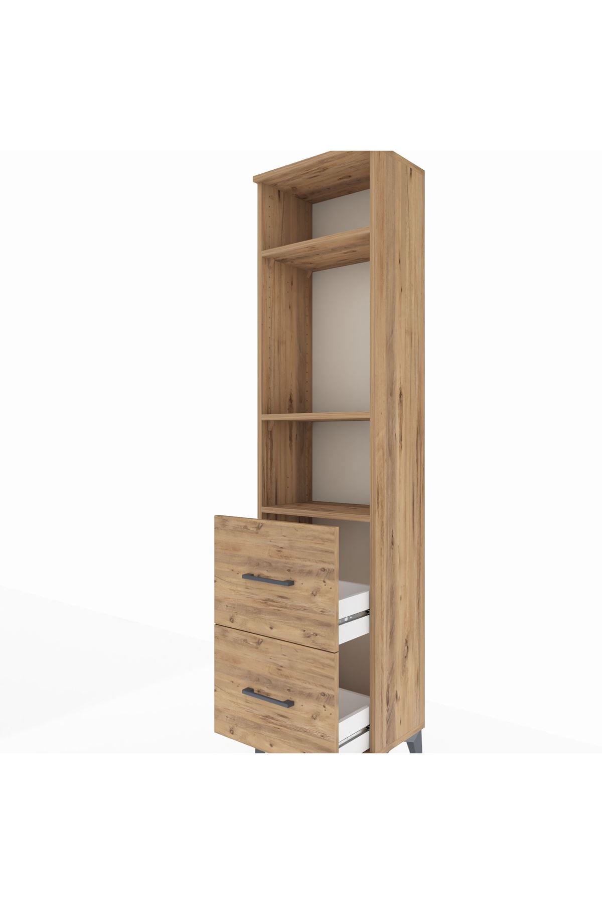 Arges Dolap 3 Raflı 2 Çekmeceli 44x30x182 Çam-Çam