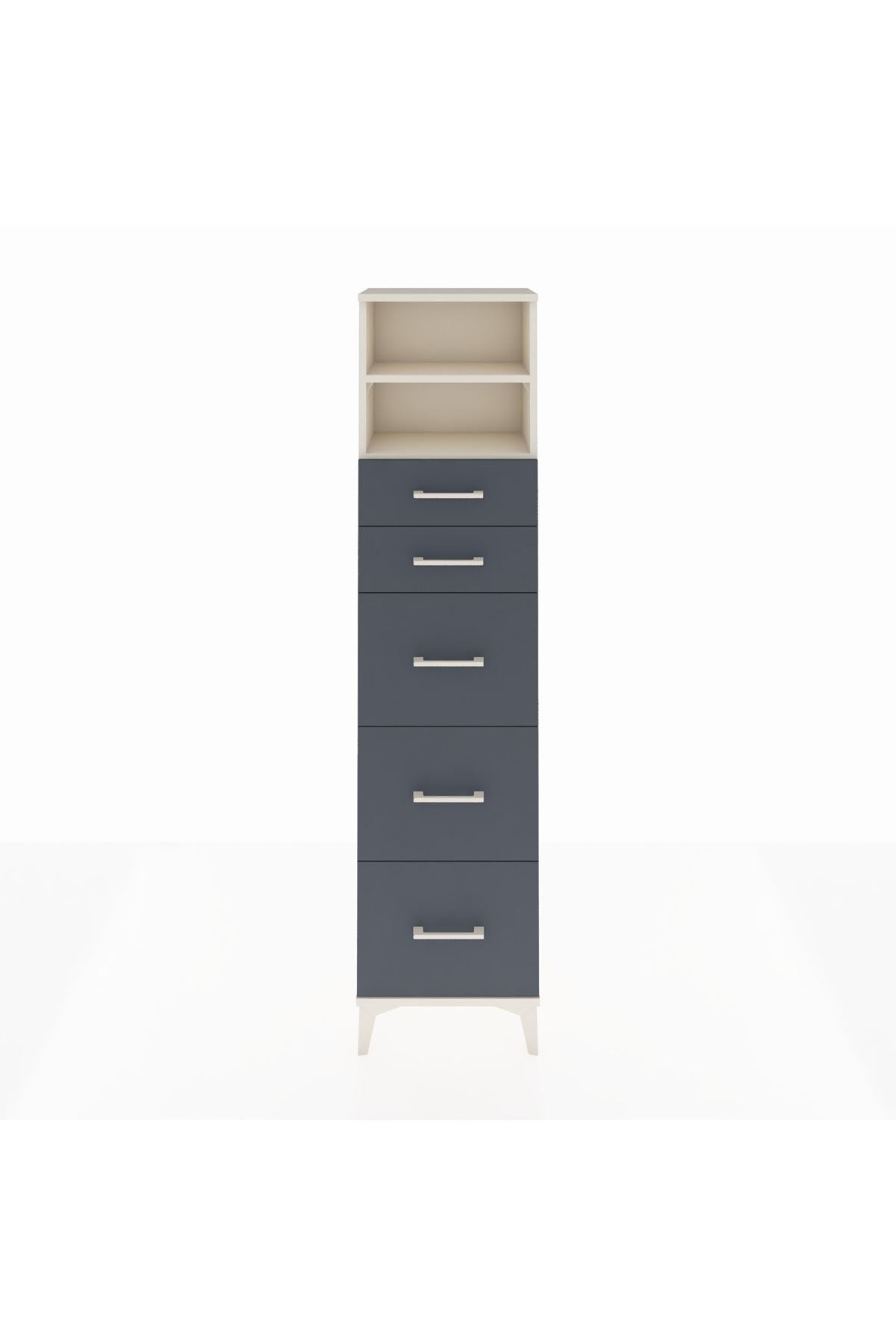 Arges Dolap 2 Raflı 5 Çekmeceli 44x30x182 Aytaşı-Antrasit