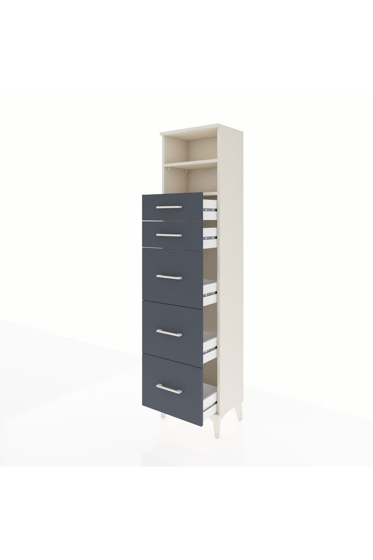 Arges Dolap 2 Raflı 5 Çekmeceli 44x30x182 Aytaşı-Antrasit