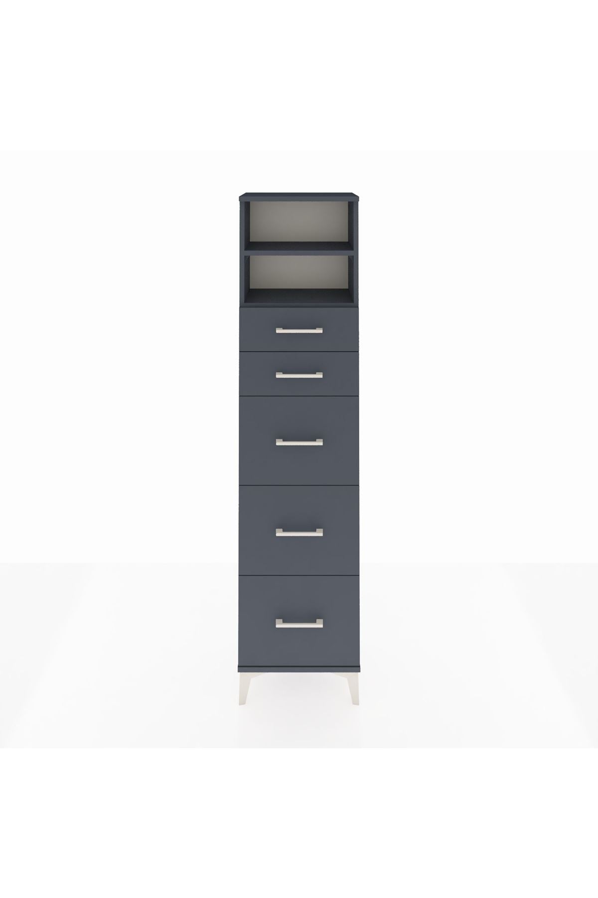 Arges Dolap 2 Raflı 5 Çekmeceli 44x30x182 Antrasit-Antrasit