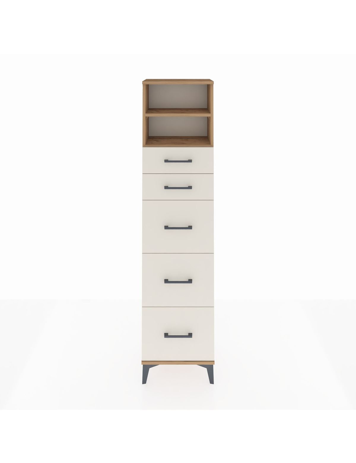 Arges Dolap 2 Raflı 5 Çekmeceli 44x30x182 Çam-Aytaşı