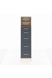 Arges Dolap 2 Raflı 5 Çekmeceli 44x30x182 Çam-Antrasit