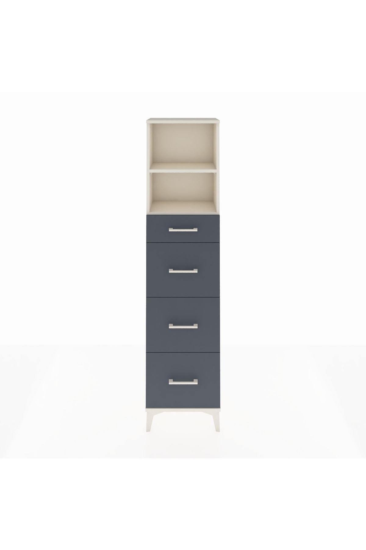 Arges Dolap 2 Raflı 4 Çekmeceli 44x30x182 Aytaşı-Antrasit