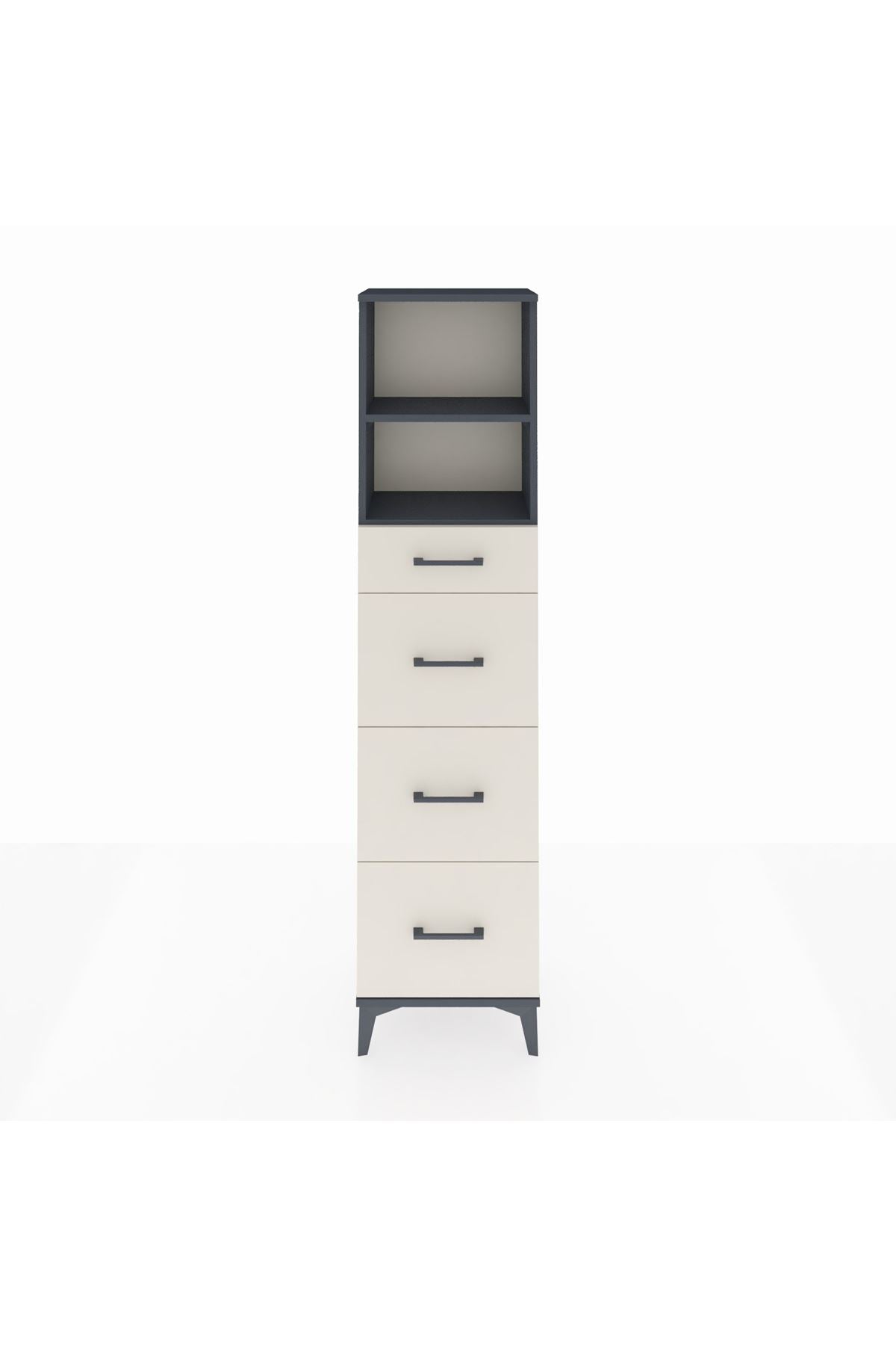 Arges Dolap 2 Raflı 4 Çekmeceli 44x30x182 Antrasit-Aytaşı